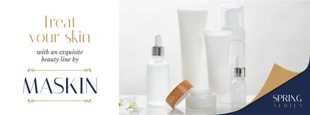 Designvorlage Cosmetics Ad Skincare Products Mock up für Facebook cover