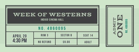 Plantilla de diseño de Film Festival of Westerns Ticket 