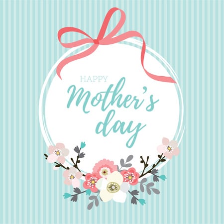 Happy Mother's Day Greeting with Ribbon Instagram Design Template