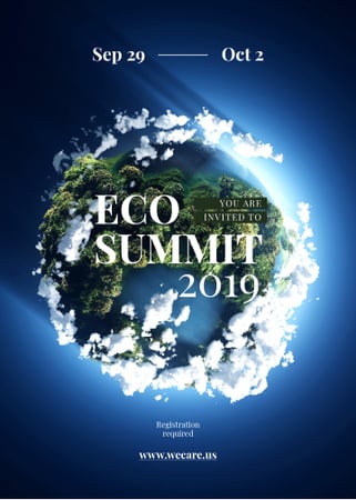Eco summit ad on Earth view from space Invitation tervezősablon