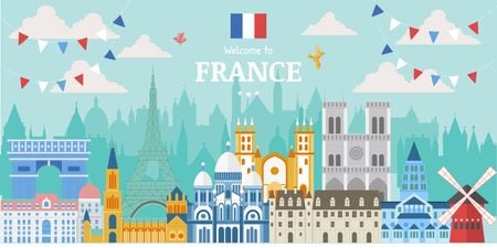 Illustration of French Attractions Twitter Design Template