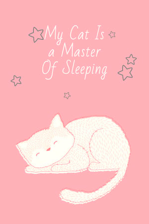 Cute Cat Sleeping in Pink Pinterestデザインテンプレート