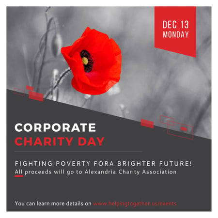 Corporate Charity Day announcement on red Poppy Instagram AD Modelo de Design