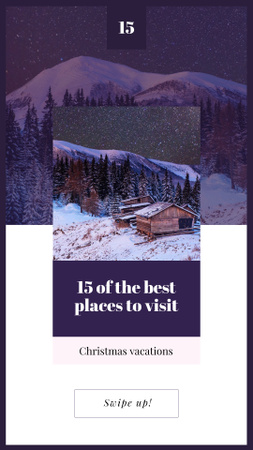 Christmas on Snowy mountain resort Instagram Story Design Template