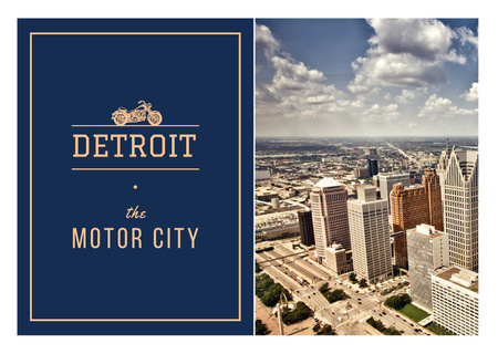 Detroit city view Postcard Design Template
