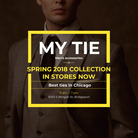 Handsome Man wearing Suit and Tie Instagram AD – шаблон для дизайну