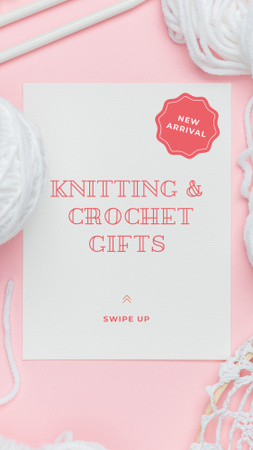 Knitting and Crochet Store in White and Pink Instagram Story Modelo de Design