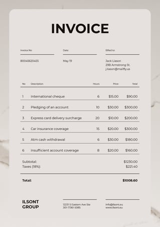 Insurance Company Services With Delivery Invoice Design Template