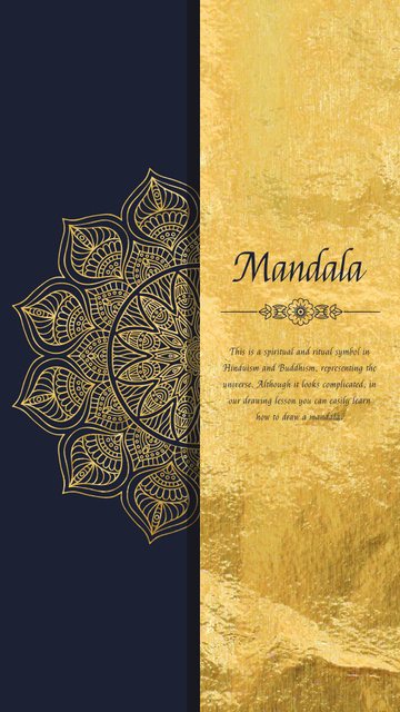 Designvorlage Golden Ornate Mandala für Instagram Video Story