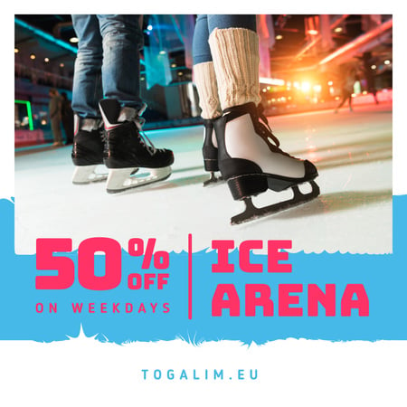 Ice Arena Offer People Skating Instagram AD Design Template