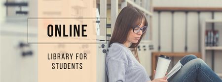 Template di design Education Tips Girl Reading in Library Facebook cover