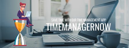 Time Management Concept Businessman on Hourglass Facebook Video cover tervezősablon