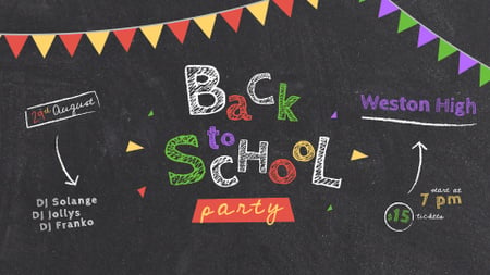 Back to School Party Inscription on Blackboard Full HD video Design Template