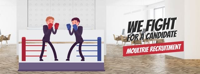 Two businessmen boxing on ring Facebook Video cover – шаблон для дизайну
