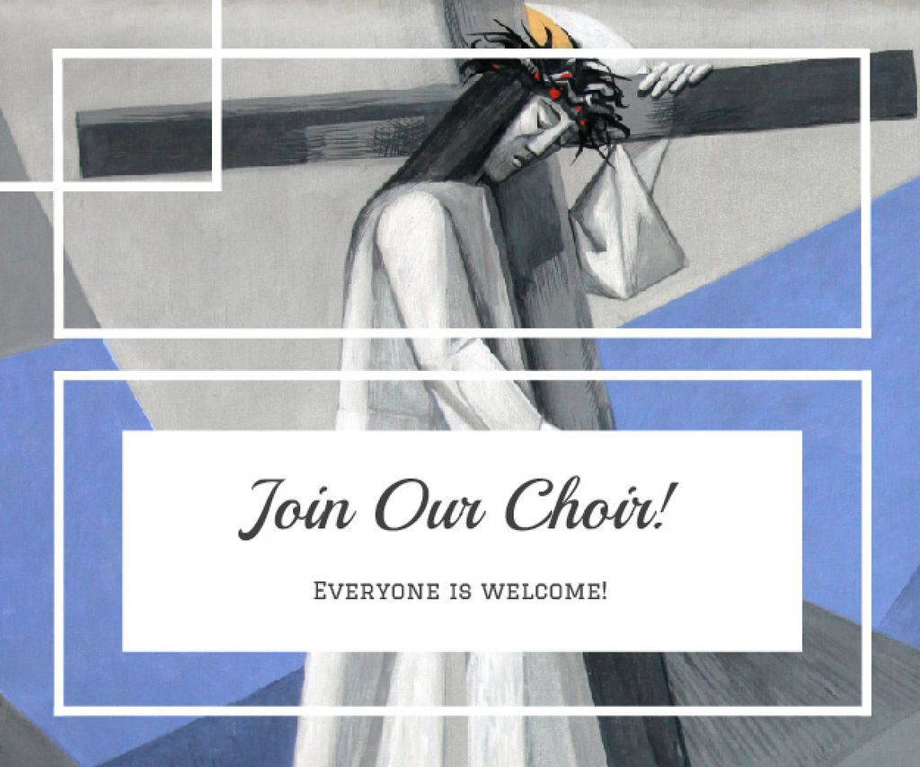 Invitation to Join Church Choir with Image of Jesus Medium Rectangle Modelo de Design