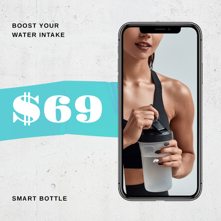 Sportive Woman holding Water Bottle Instagram tervezősablon
