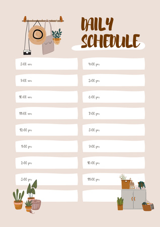 Daily schedule with Cozy interior Schedule Planner Πρότυπο σχεδίασης