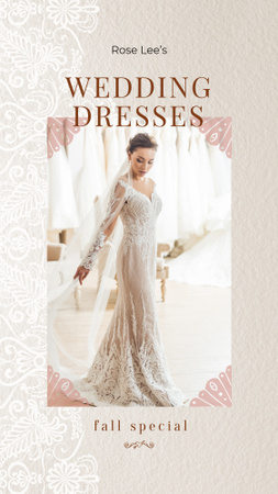 Bride in white Wedding Dress Instagram Story Modelo de Design