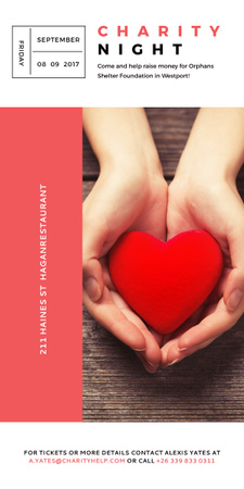 Charity event Hands holding Heart in Red Graphic Design Template