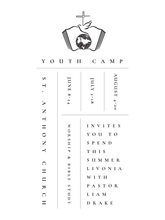 Youth religion camp Promotion in white Poster US Design Template