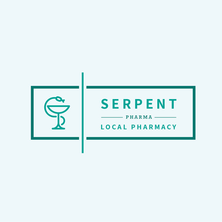 Pharmacy Promotion with Snake Icon Logo Modelo de Design