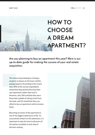 Ontwerpsjabloon van Newsletter van How to choose dream apartment Article with Skyscrapers