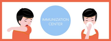 Plantilla de diseño de Immunization Center ad with Man sneezing Facebook cover 