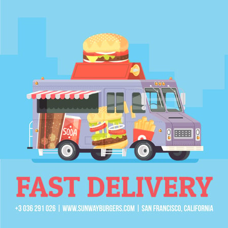 Van delivering food Animated Post tervezősablon
