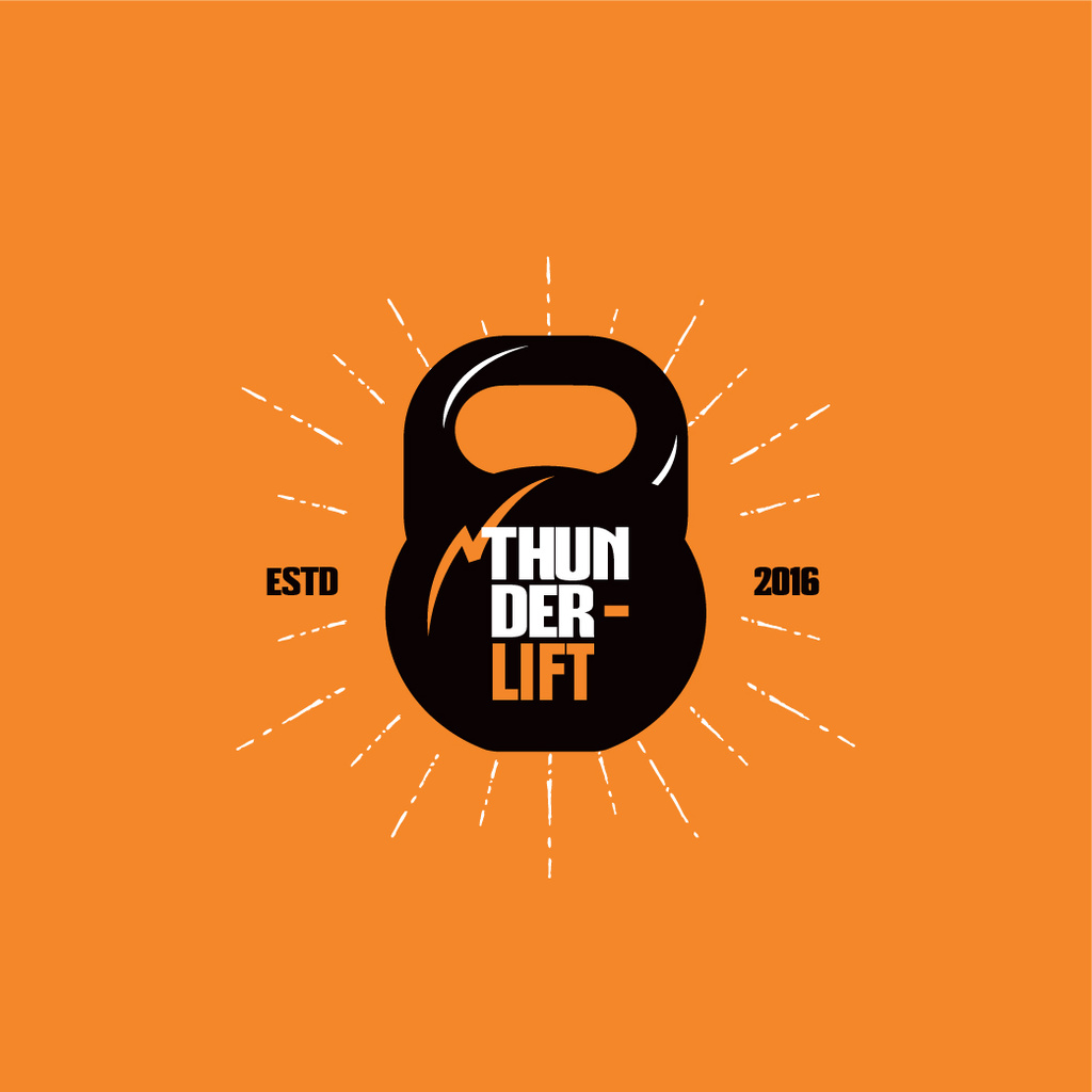 Sport Club Ad with Kettlebell Icon Logo Design Template