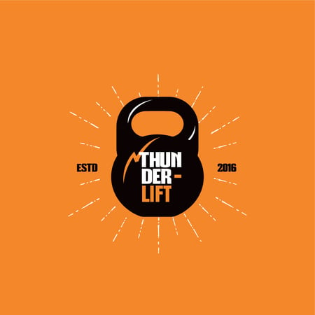 Sport Club Ad with Kettlebell Icon Logo Design Template