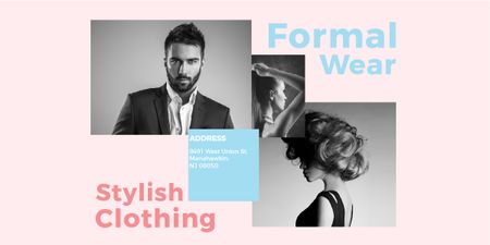 Fashion Ad Woman and Man with modern hairstyles Image tervezősablon