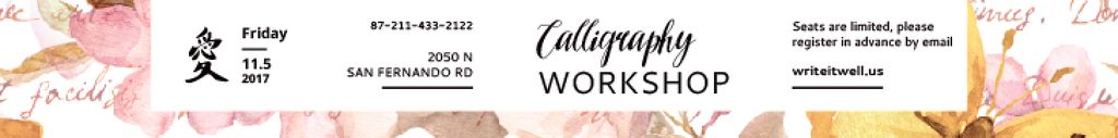 Calligraphy Workshop Announcement Watercolor Flowers Leaderboard Design Template