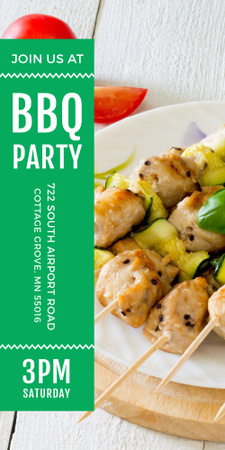 BBQ Party Grilled Chicken on Skewers Graphic Design Template