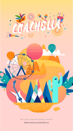 Coachella Invitation Festival Attributes Instagram Video Story Šablona návrhu