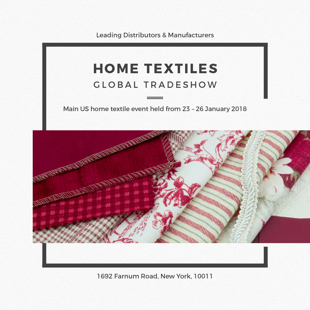 Designvorlage Home Textiles Event Announcement in Red für Instagram AD