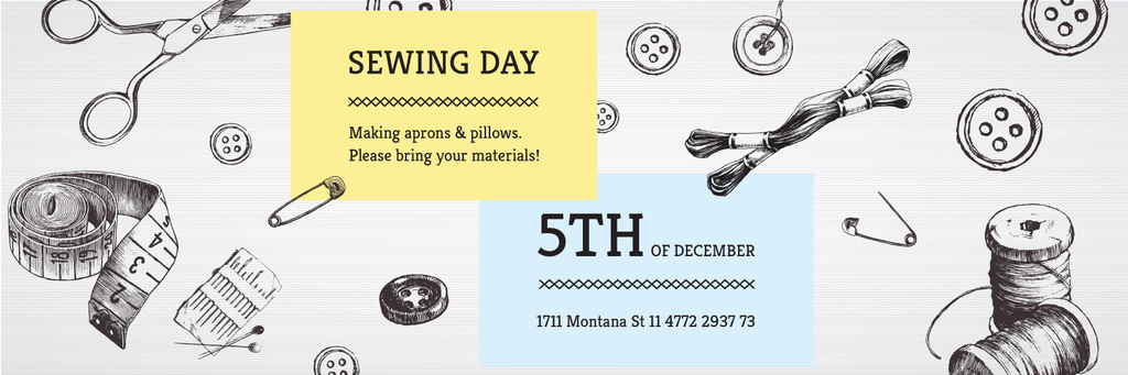 Sewing day event  Twitter Šablona návrhu
