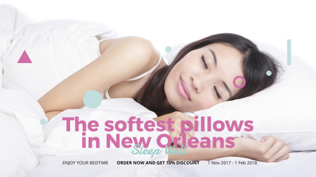Modèle de visuel Pillows ad Girl sleeping in bed - FB event cover