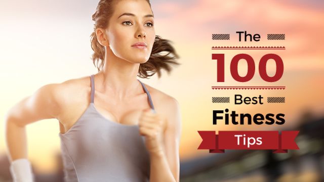 Designvorlage Fitness Tips with Girl running on road für Title