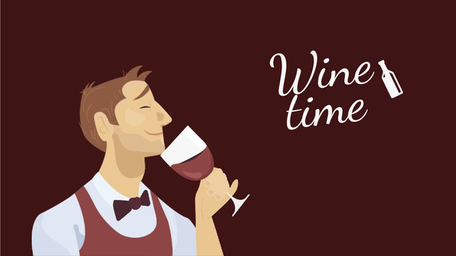 Template di design Sommelier Smelling Wine in Red Full HD video
