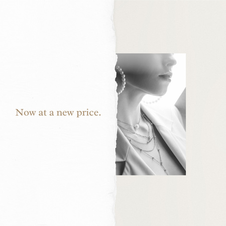 Jewelry Offer Woman in pearl Earrings Instagramデザインテンプレート