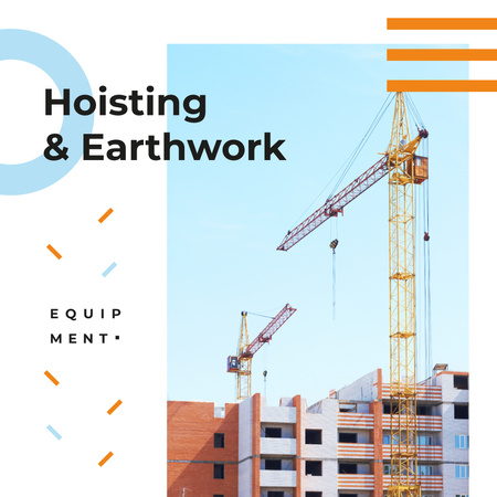 Building Equipment Cranes at Construction Site Instagram AD Design Template