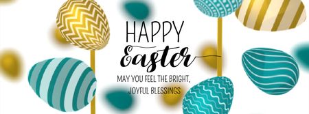 Easter Greeting with rotating colorful Eggs Facebook Video cover Design Template