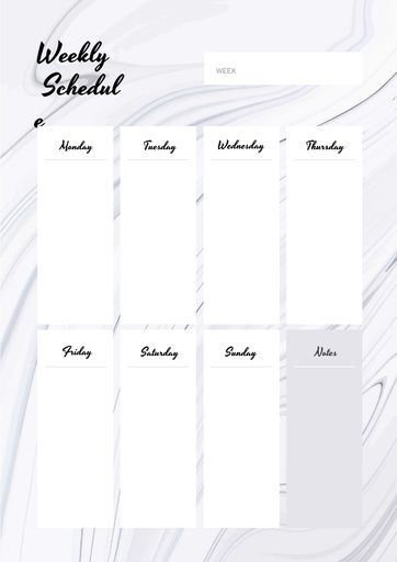 Weekly Schedule Planner On White Waves Texture 