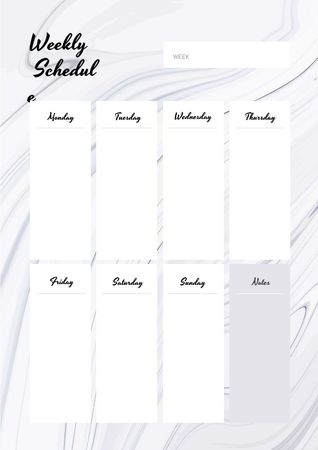 Haftalık zamanlama planlayıcısı beyaz dalgalar doku Schedule Planner Tasarım Şablonu