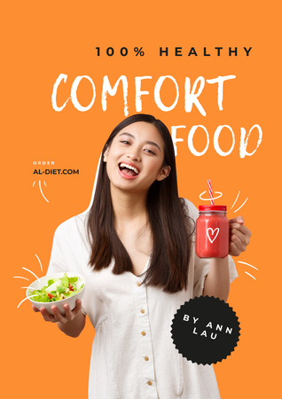 Nutritionist Consultation offer with Smiling Girl Poster Modelo de Design