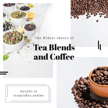 Designvorlage Coffee beans and Tea collection für Instagram AD