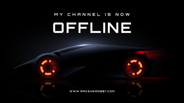 Futuristic Racing Car on Black Twitch Offline Banner – шаблон для дизайна