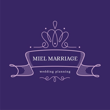 Wedding Agency Ad with Elegant Ribbon in Purple Logoデザインテンプレート