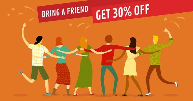 Discount Offer Friends dancing together Facebook AD tervezősablon