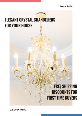 Elegant crystal Chandelier offer Invitation Šablona návrhu